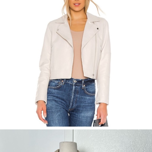 Alexander Wang Pebbled Leather Moto Jacket in Ecru - Picture 2 of 11